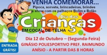 Festa das crianças de Cocal de Telha será dia 12 no Ginásio Poliesportivo