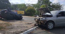 VÃDEO: Carro capota após colisão em acidente na Avenida Raul Lopes