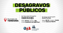 OAB Piauí realiza Desagravos Públicos em favor de Advogados na segunda-feira(25)