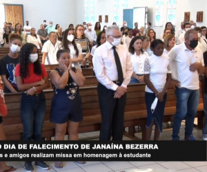 TV O Dia - Familiares e amigos fazem missa de sétimo dia da estudante Janaína Bezerra 03 02 2023