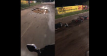 Vídeo: Motociclista fica gravemente ferido após cair em buraco na Avenida Gil Martins