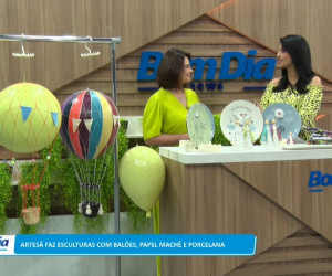 TV O Dia - Artesã faz esculturas com balões, papel machê e porcelana 06 02 2023